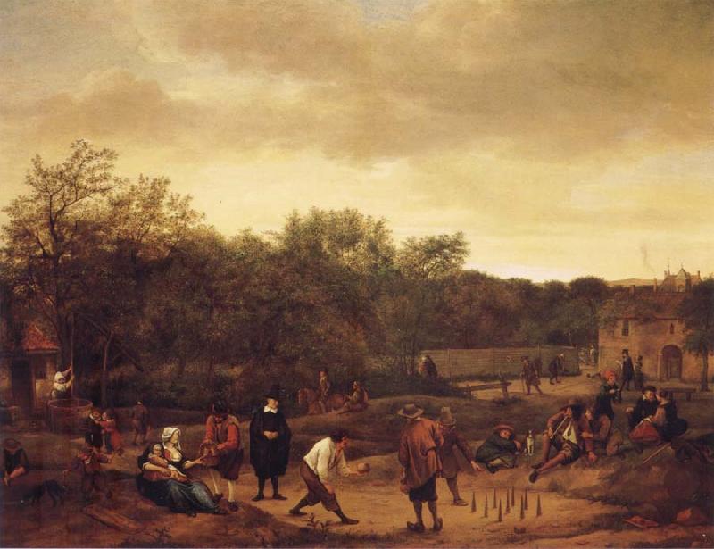 Jan Steen Landscape with skittle playes Germany oil painting art